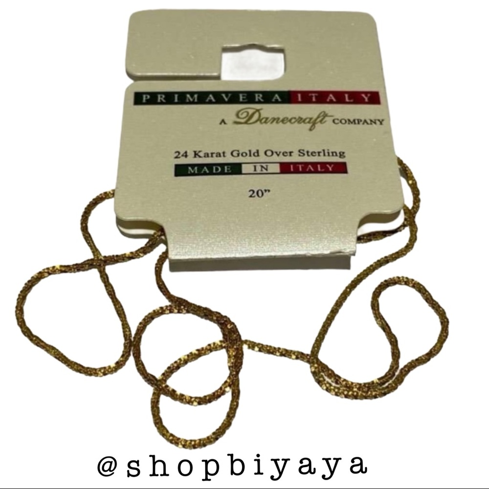 Italy 24K Gold OV 925 Sterl Silver Necklace Chain